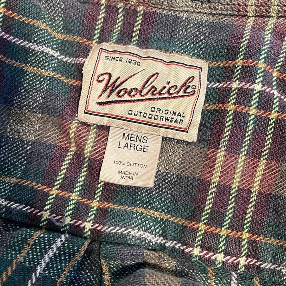 Woolrich REI Red Green Plaid Cotton Flannel Button Down Shirt Large - Picture 4 of 6